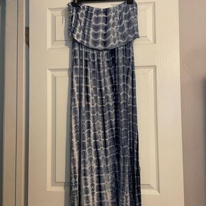Navy Tie Dye Maxi Dress, no straps Size L.